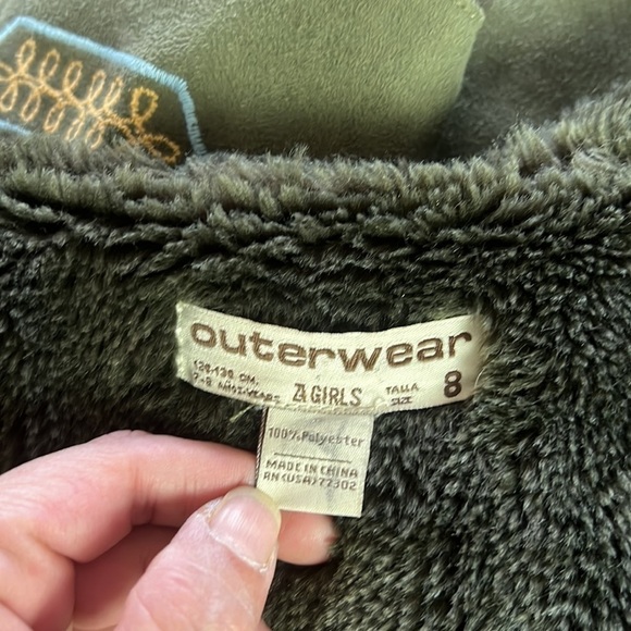 Vintage🧚‍♀️Outer Wear Olive Green Embroidered Girls Hooded Dutch Coat Size 8 - Picture 10 of 16